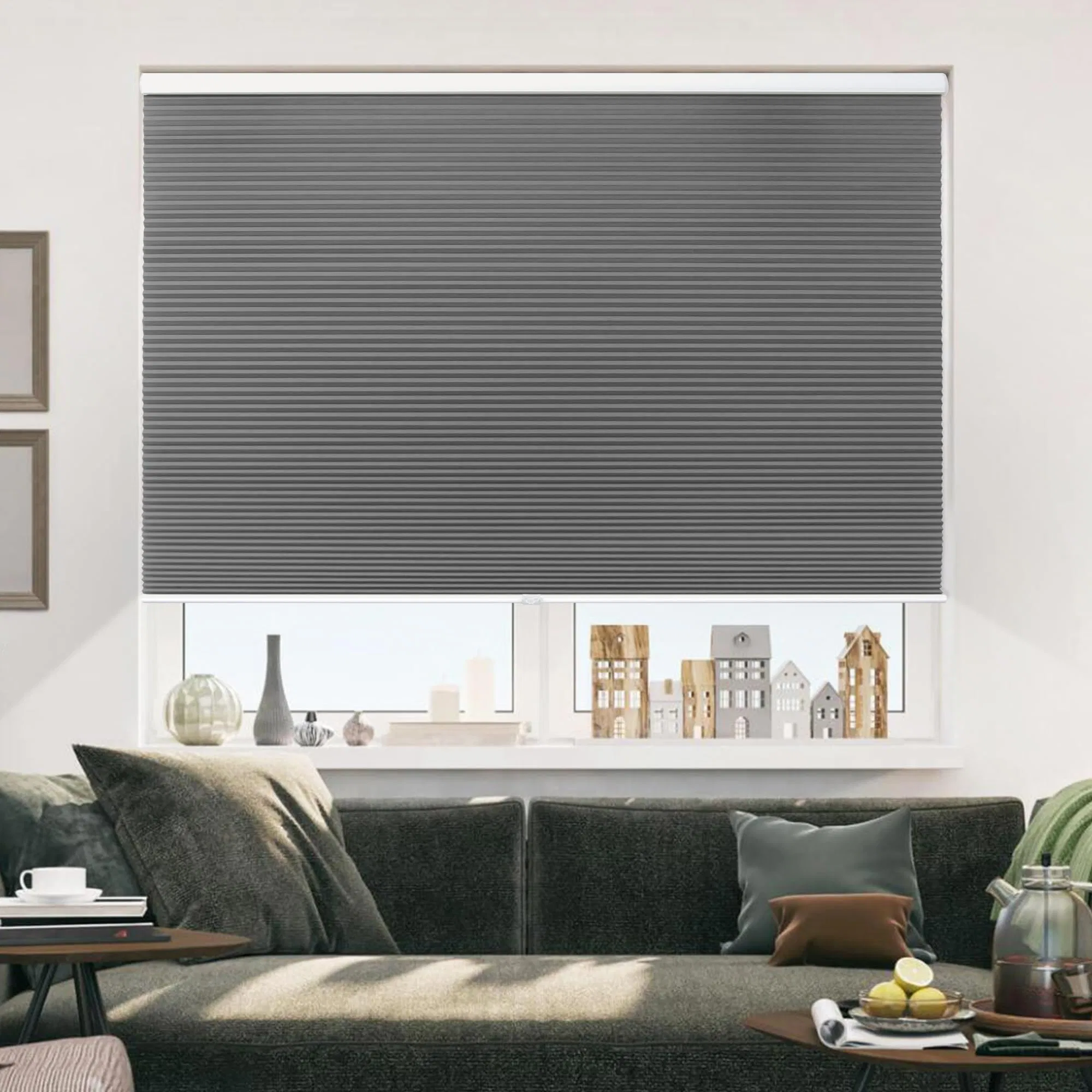 Sisheng Perforation-Free Day and Night Honeycomb Blinds by Remote Control Indoor