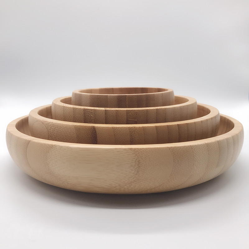 Round Bamboo Bowl Set Bamboo Salad Bowl