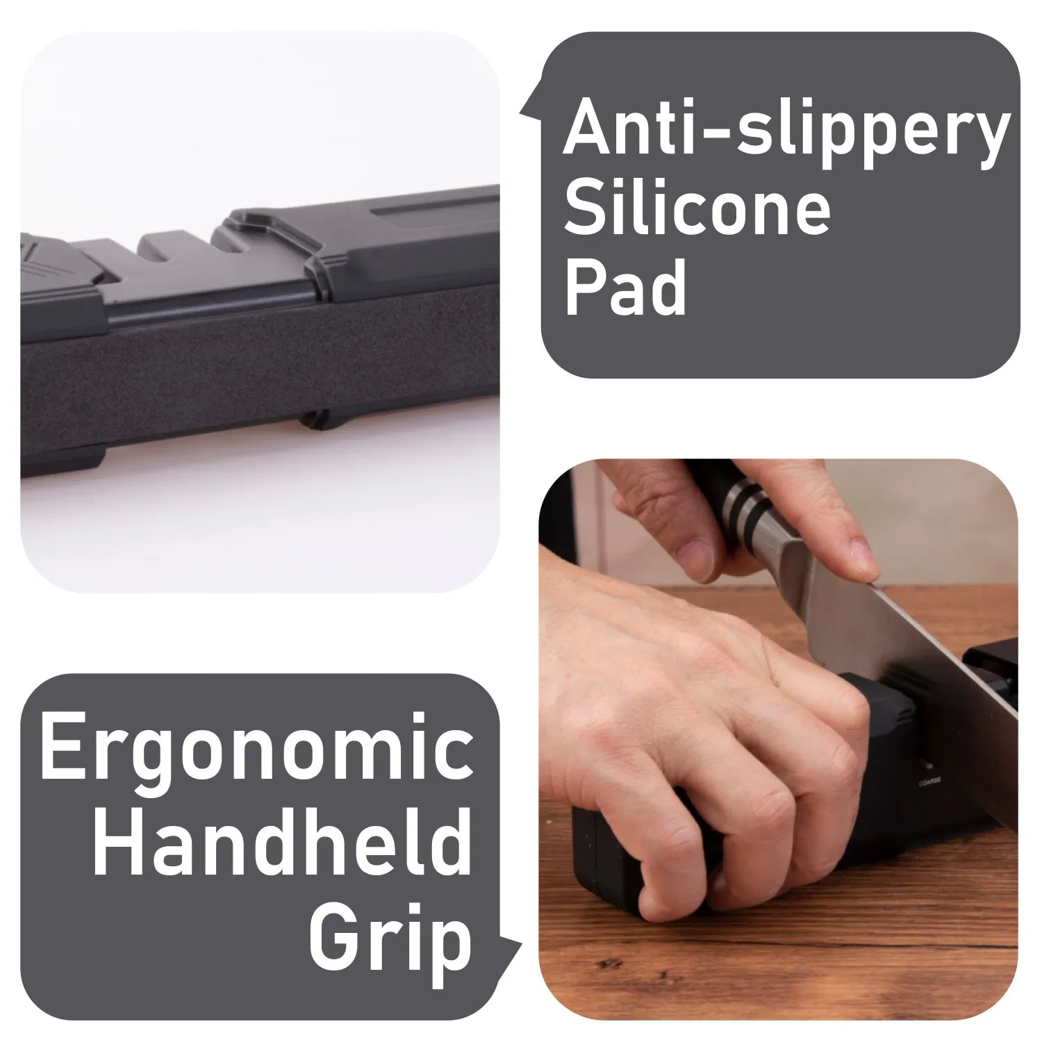 Retractable Knife Sharpener 3 Stage Coarse Fine Scissor Non-Slip Ergonomic Compact Travel-Tool