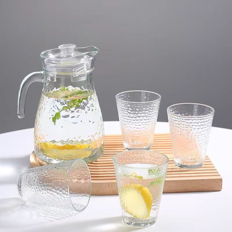 Hammered Texture Glass Water Kettle 1L Household Borosilicate Glass Kettle with Handle