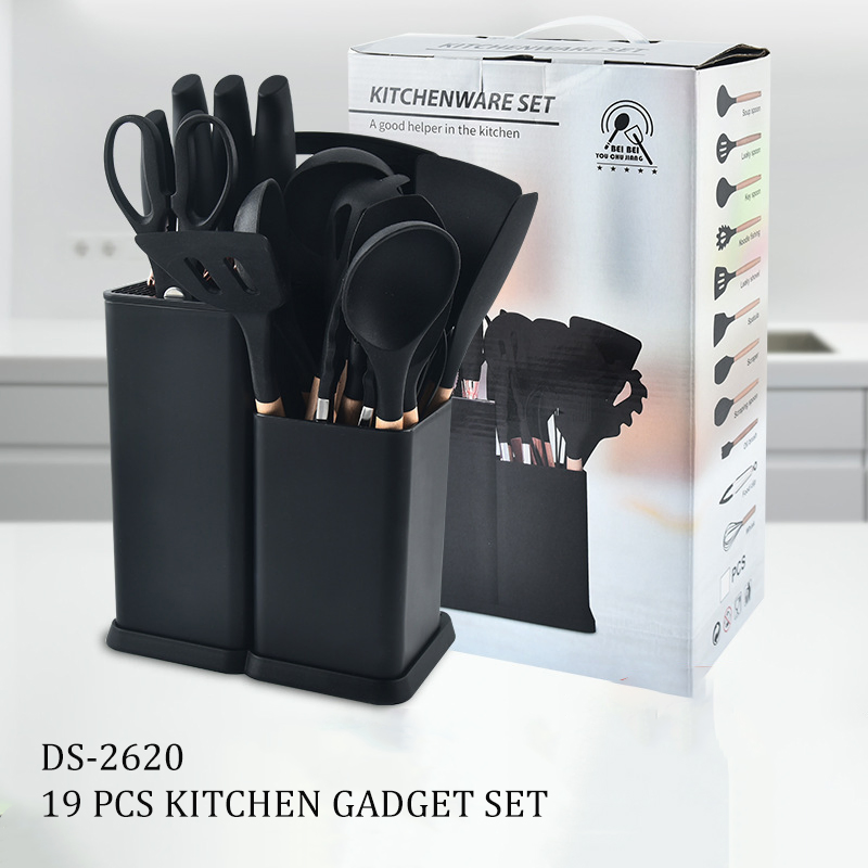 Ds-2620 Non-Stick Silicone Cookware Kitchen Gadget 19 PCS Kitchen Cooking Utensils Set