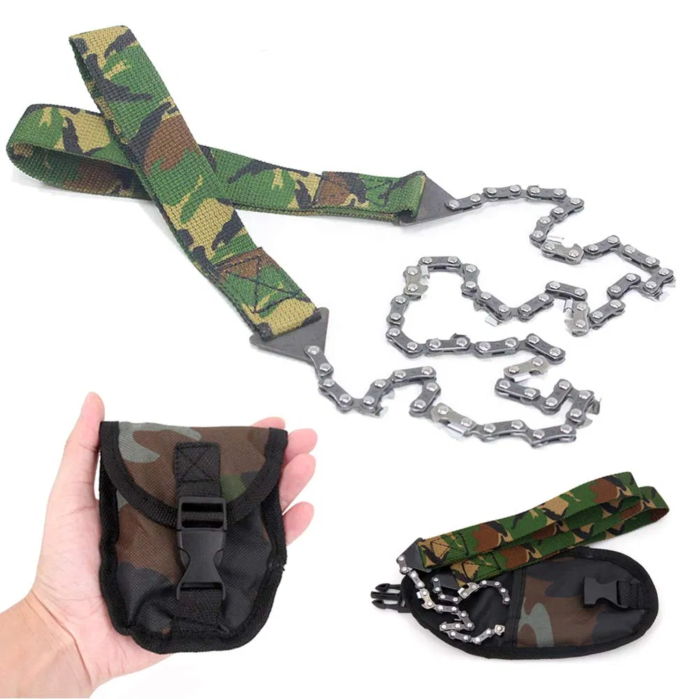 Outdoor 48 Inch Survival Hand Chainsaw Pocket Camo Wire Saw Camping Gear Tree Cutting Manual Steel Rope Chain Saw