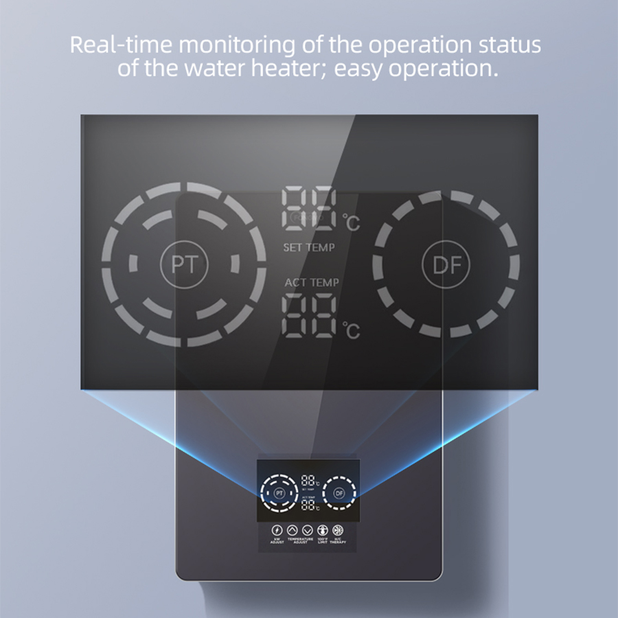 220V Stainless Steel Wall-Mounted Tankless Electric Hot Water Heater Instant Household Shower