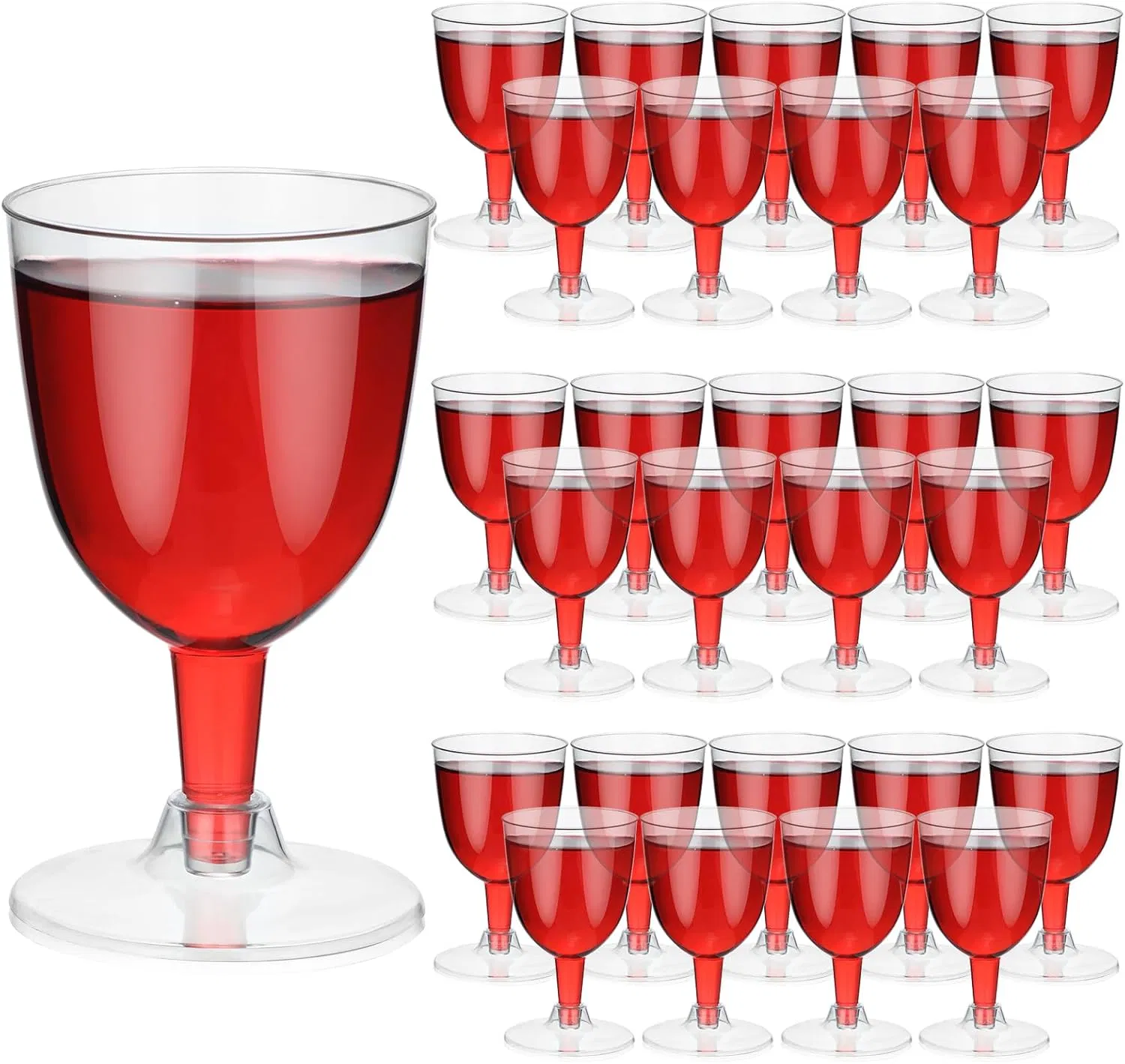 5 Oz Plastic Wine Glasses with Stem Disposable Plastic Party Cups Goblet Wine Glasses