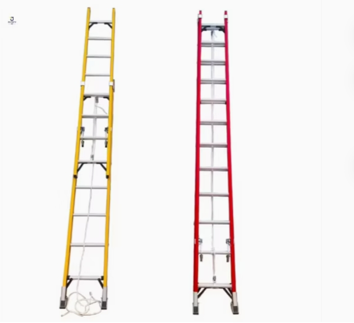 Aerial Work Ready Fully - Insulated 8- Section Fiberglass Insulating Telescoping Ladder