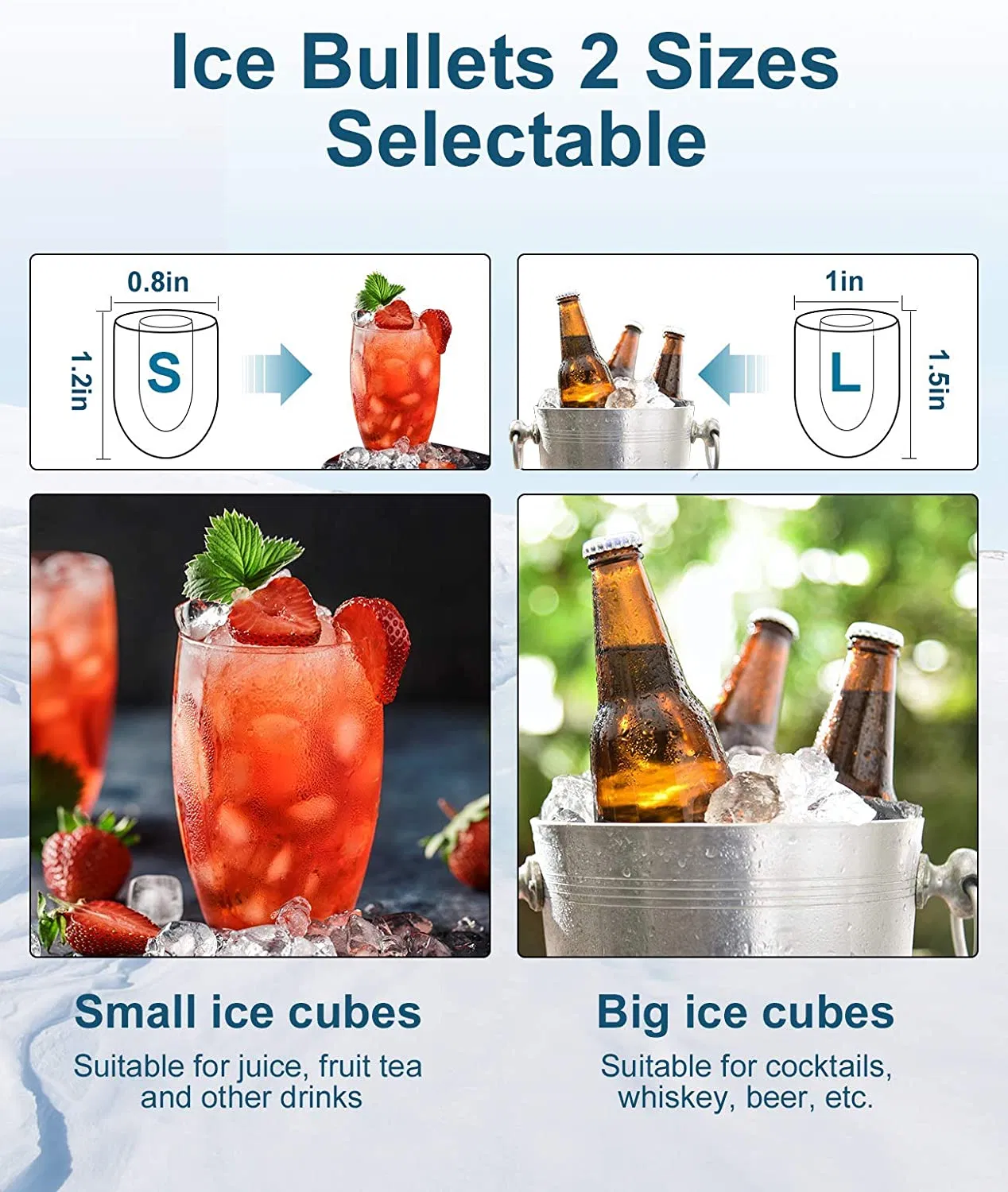 26 Lbs or 15kgs, Home Use, White, Fareast, Premium Ice Machine Maker