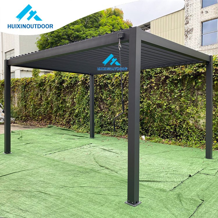 Sunscreen Motorized Louvered Roof Waterproof Canopy Sliding Aluminum Pergola Outdoor Awning