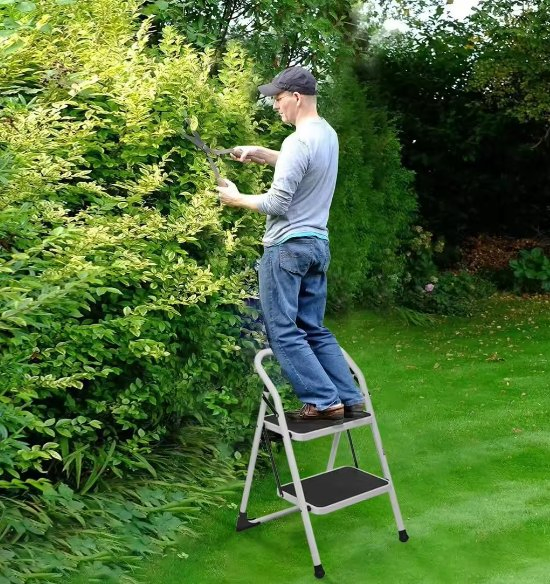 Quality Assurance 80cm Steel Library Ladder 330lb 2 Step Folding Multipurpose Ladders