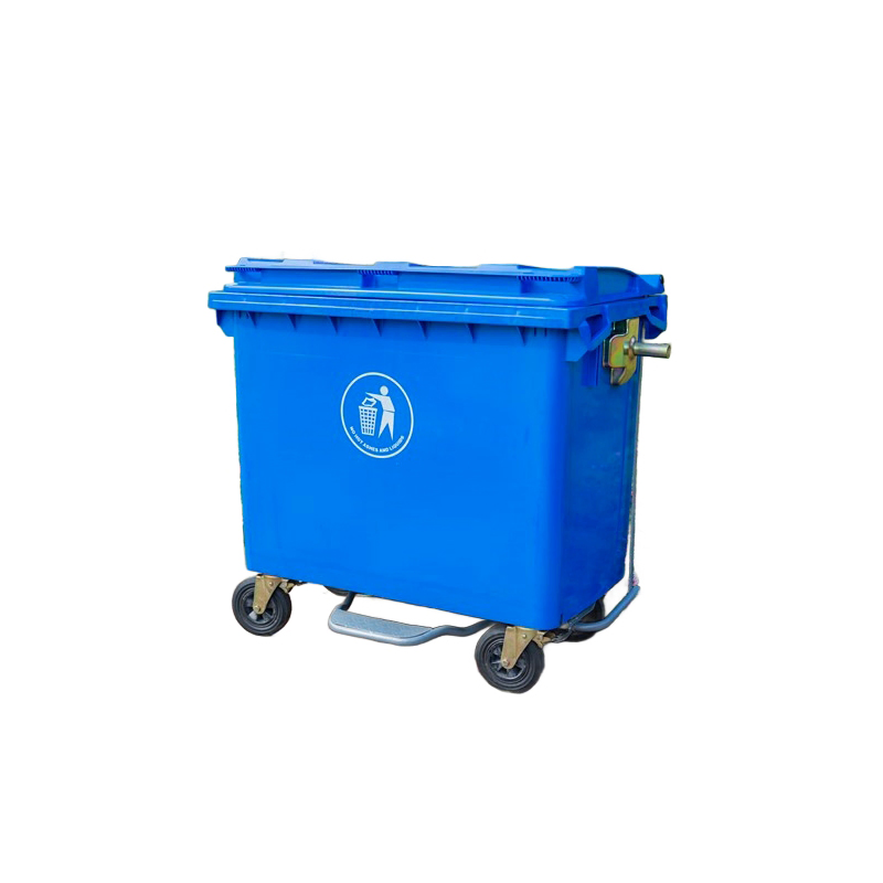 660L Green Blue Wheeled Plastic Industrial Trash Garbage Bin Container Large Capacity