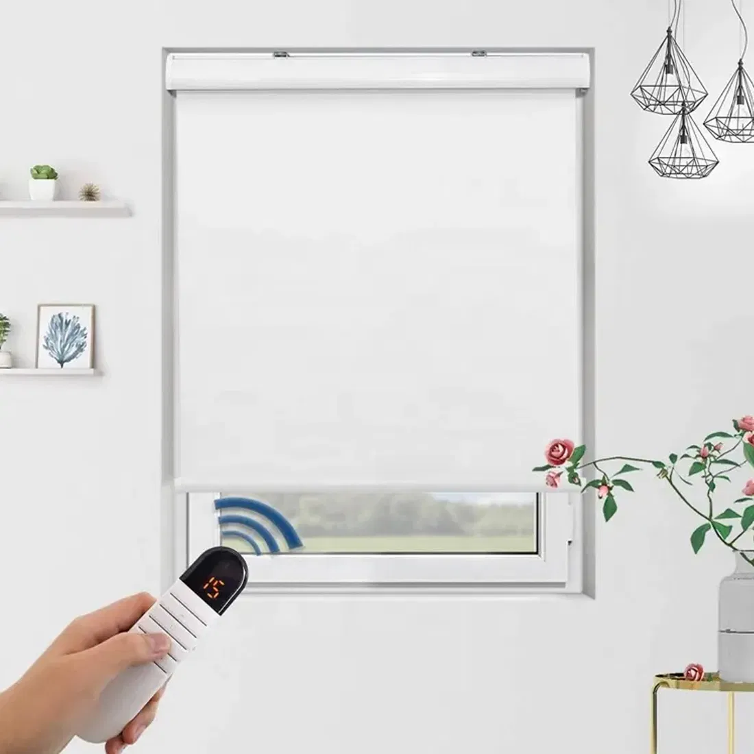 Custom Home Indoor WiFi Smart Electronic Roller Motorized Blind for Windows