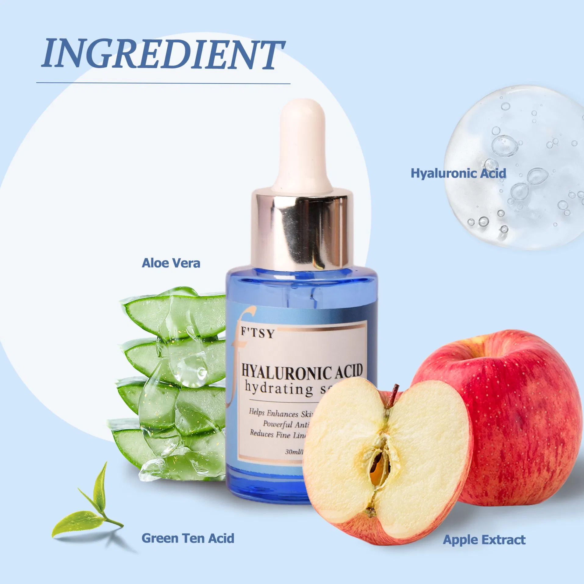Skincare Face Antioxidant Lifting Hyaluronic Acid Serum Moisturizing Whitening Anti-Aging Skin Face Serum Vegan Original