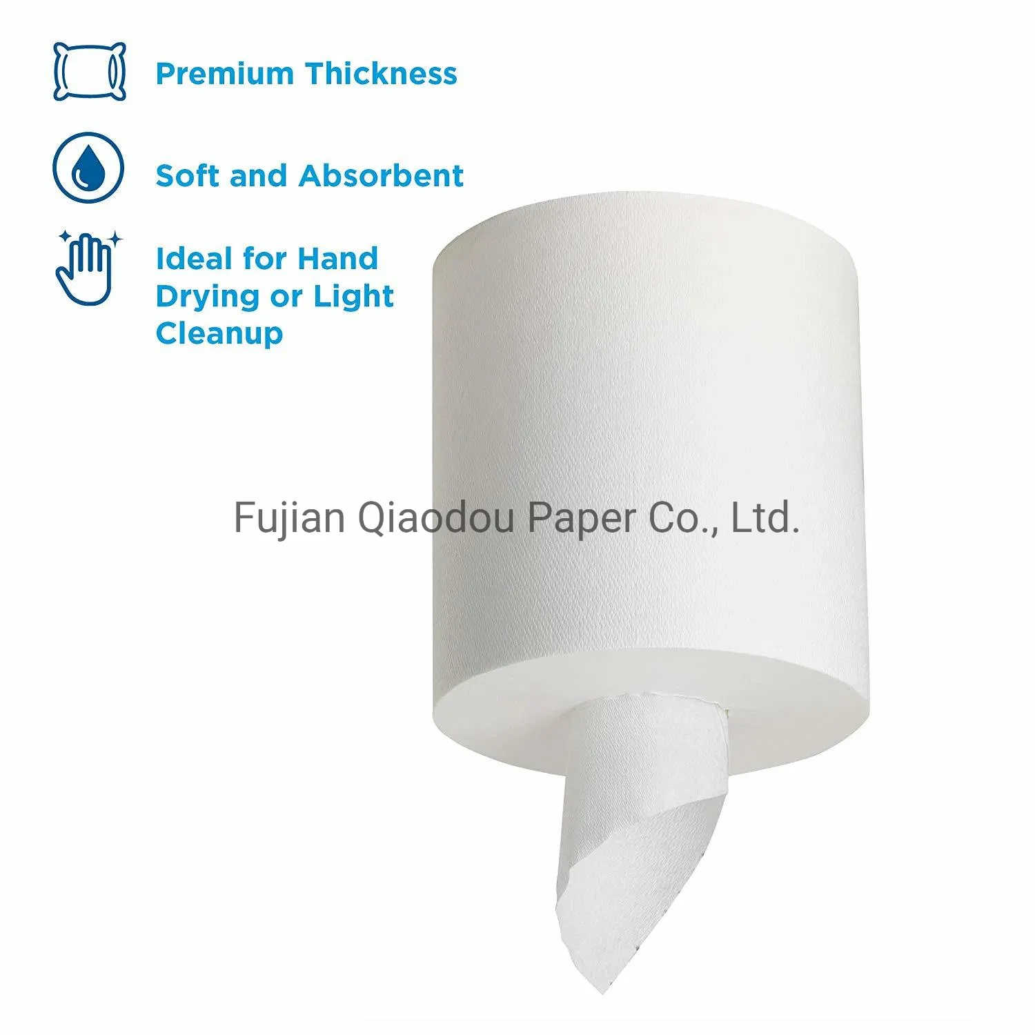 Qiaodou Virgin Fiber Multifold Fast-Drying White Roll Towel