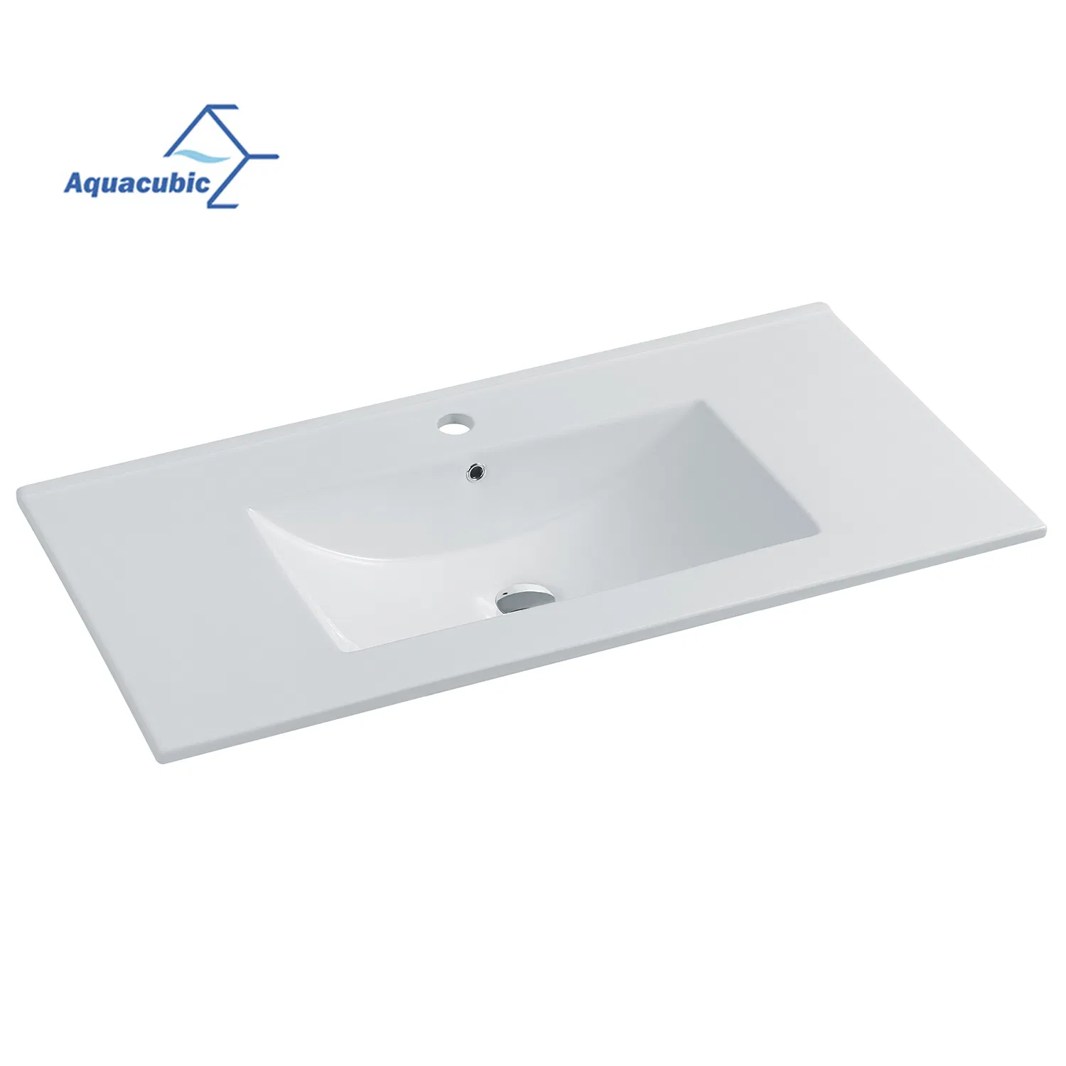 Aquacubic Counter Top Cupc Certified Ceramic Rectangular Thin Edge Bathroom Hand Wash Basin