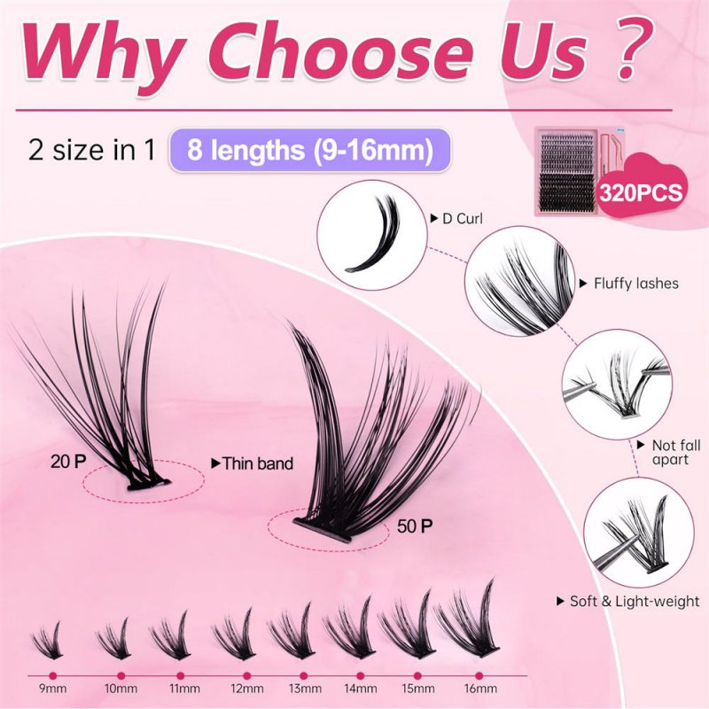 Cluster Pointed-Tip Fairy Style Amazon Eyelash Extension DIY Kit