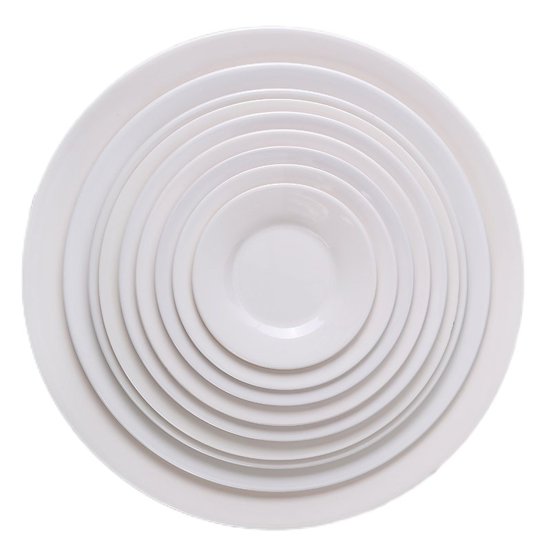 Hot-Selling Food Grade Melamine Plate for Restaurant Solid 12-Inch Round Plate Set