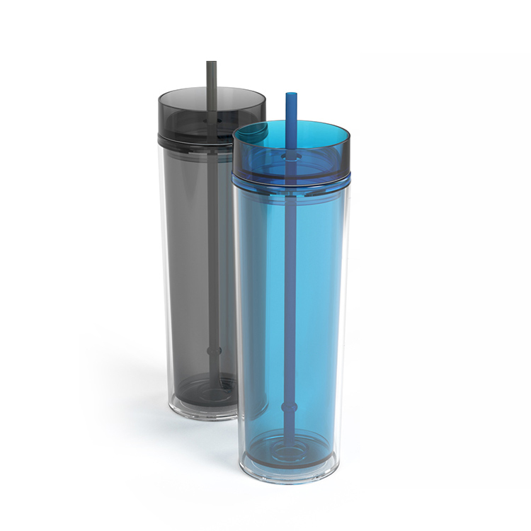 BPA Free Personalized Water Bottle Reusable Clear Acrylic Plastic Tumbler with Straw