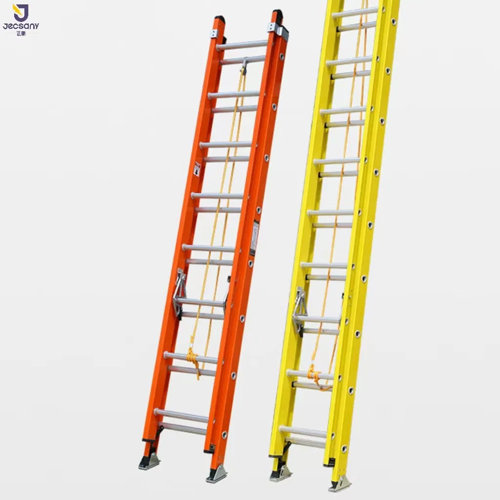 Customisation Fiberglass Extension Ladder FRP Ladder 24FT 28FT 32FT 36FT 40FT for Construction Sites and Electrical Maintenance