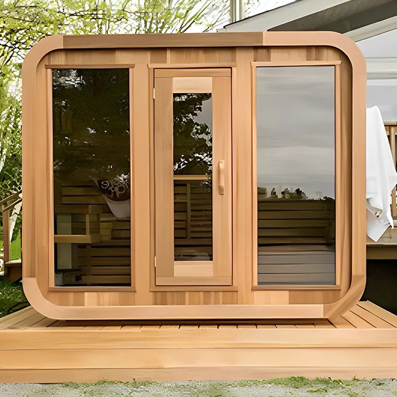 Traditional Outdoor 5 Person Combined Garden Sauna Square Wooden Sauna and Steam Room