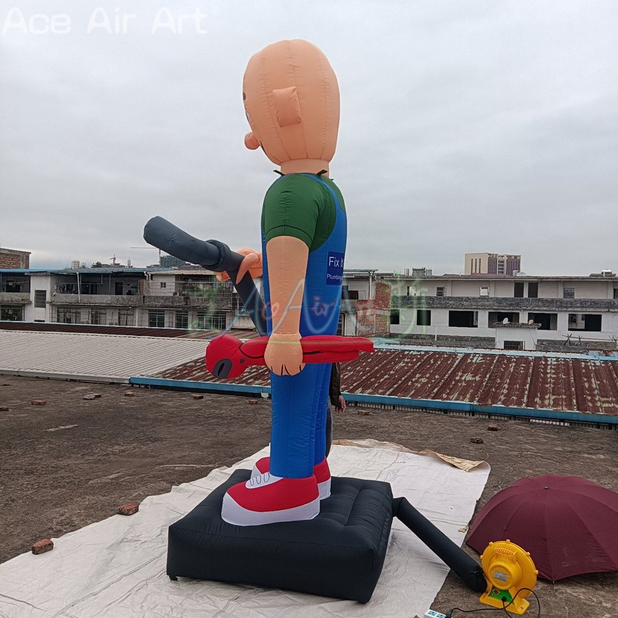 3 Meter Tall Inflatable Toilet Repairman Advertising Cartoon Character for Promotion