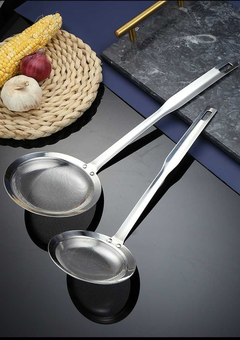 Household Leaky Spoon Stainless Steel Mesh Frothing Spoon Grease Filter