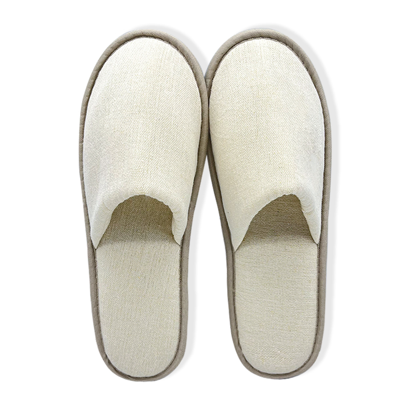 Customized Logo Disposable Non-Slip Cotton Canvas Hotel Slippers with Cork Bottom