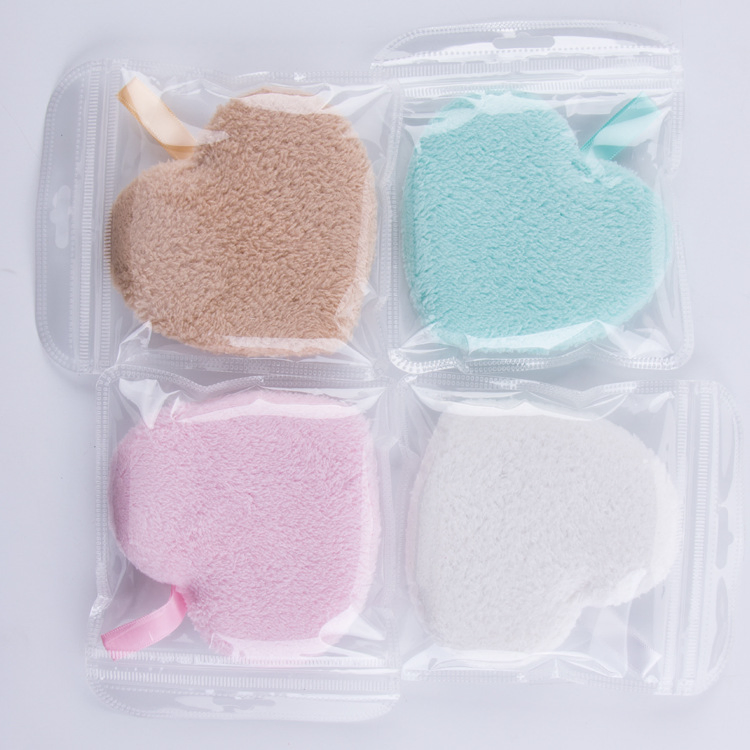 Face Cleaning Sponge Makeup Remover Puff Cute Love Heart Microfiber Cotton Wipes Facial Cleansing Sponge Puff