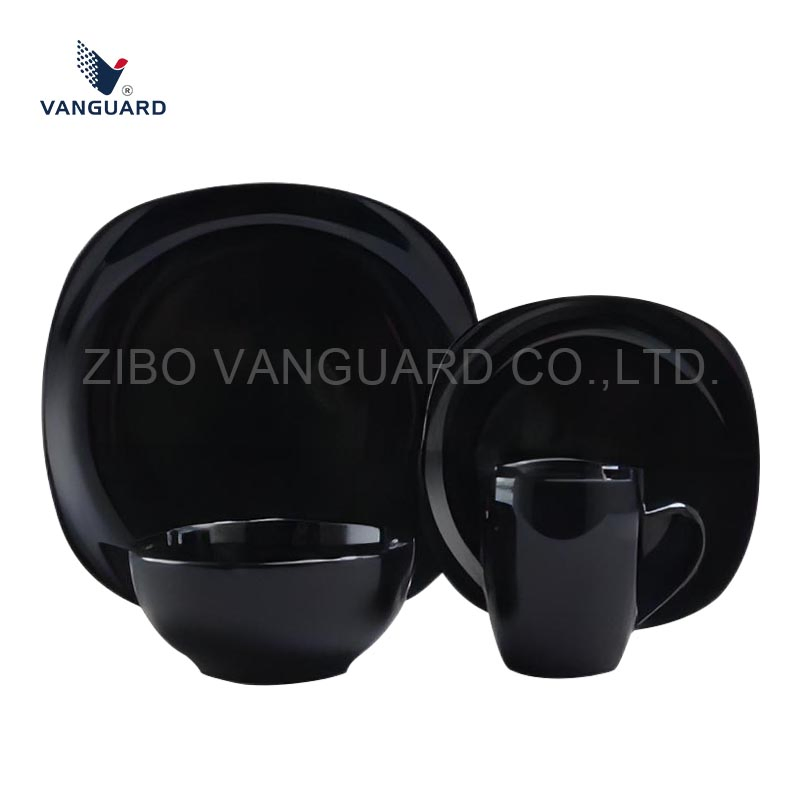 Wholesale Glossy Porcelain Tableware Blue Custom Ceramic Dinnerware Set