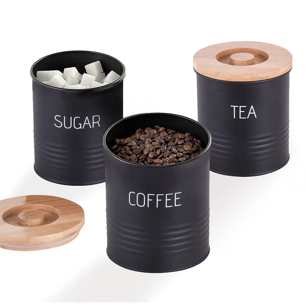 Kitchen Canister Set with Air Tight Bamboo Lids