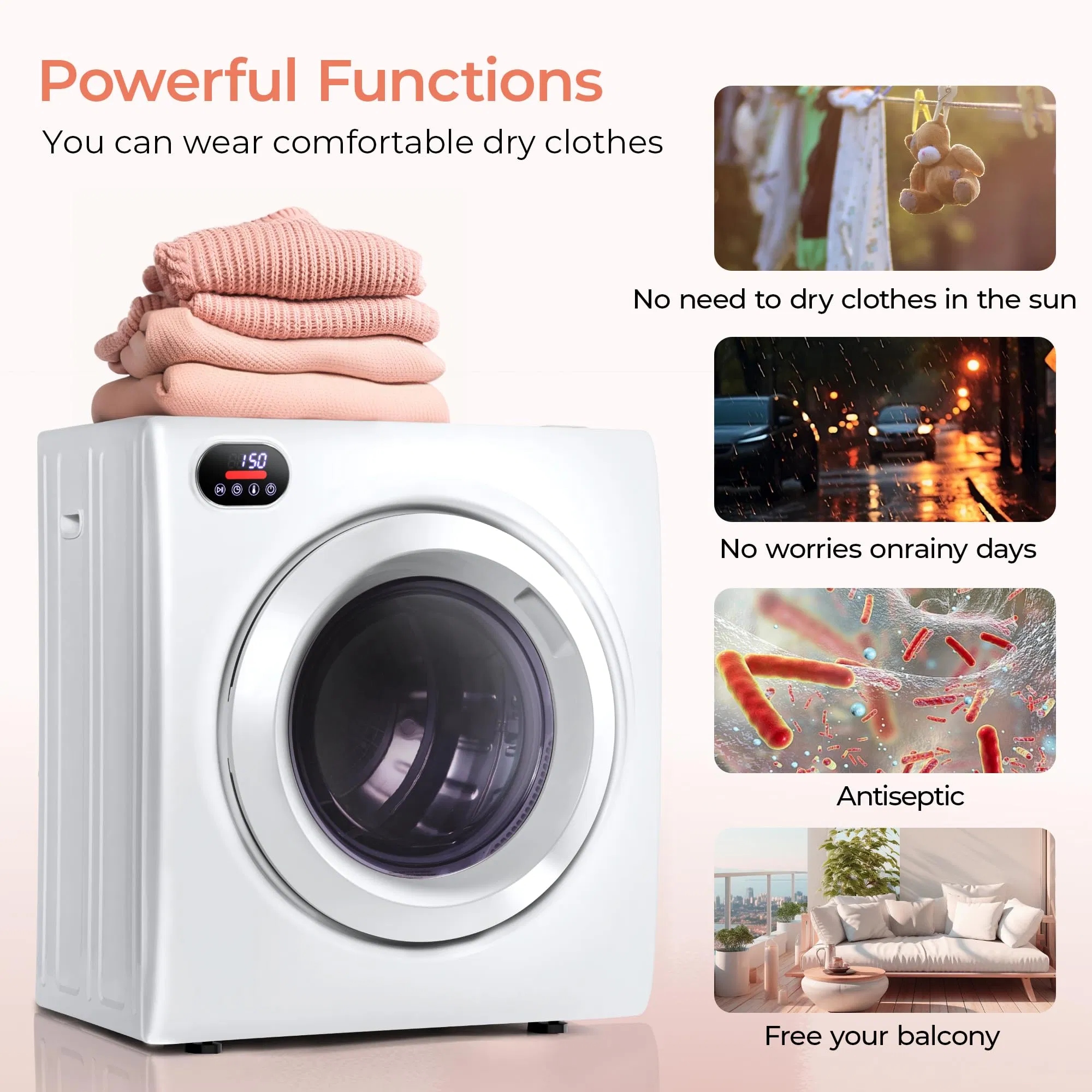 Euhomy Stylish Compact Dryer for Quick Laundry Drying Needs
