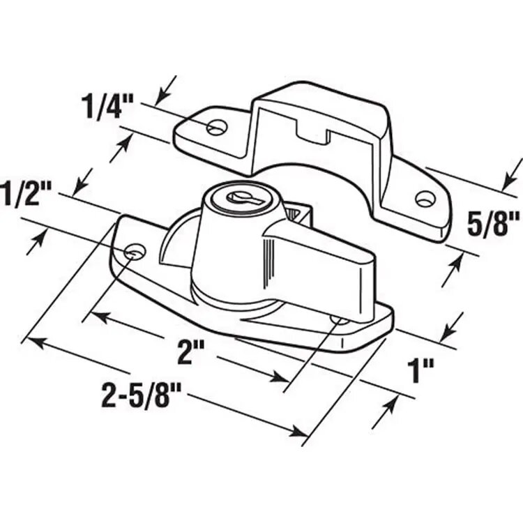White, Slim-Line Keyed Sash Lock