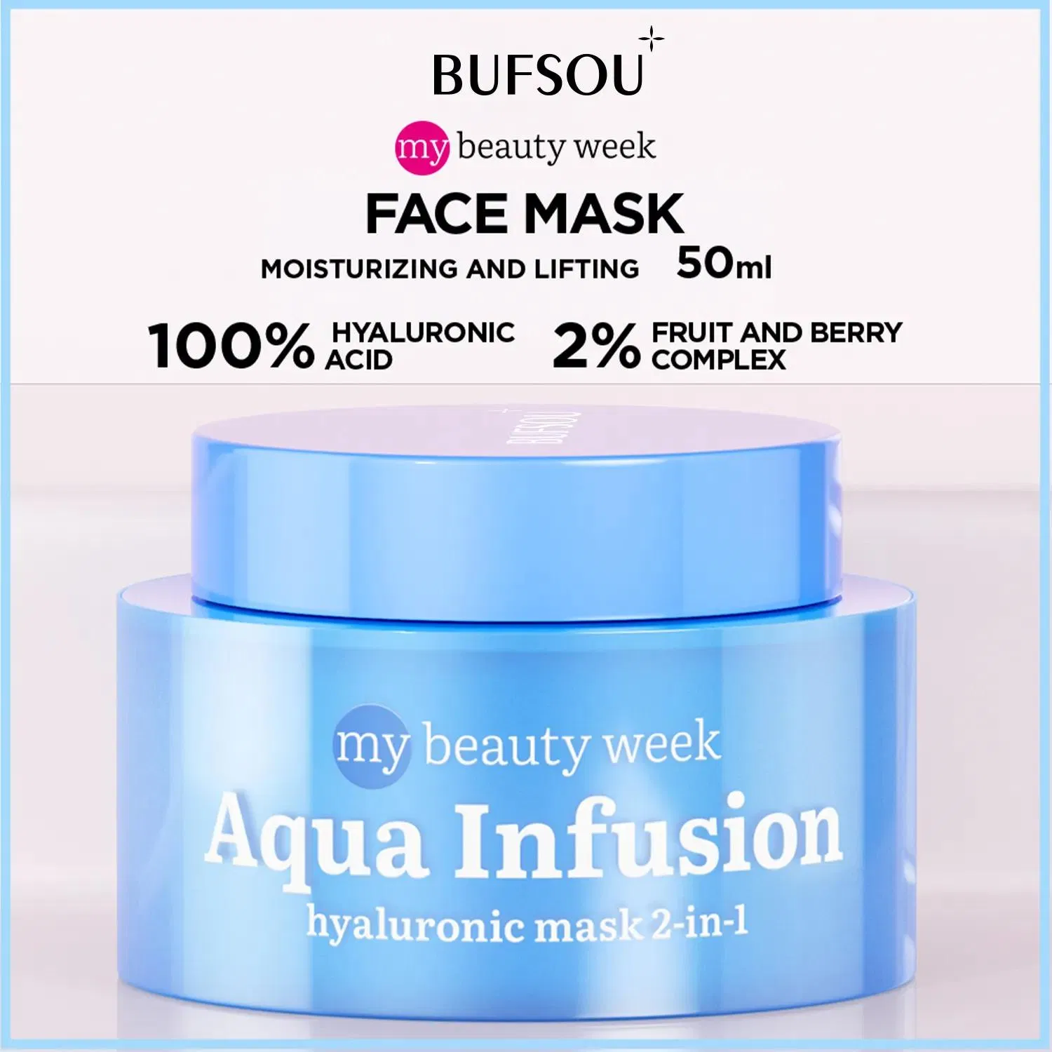 Custom Logo Organic Natural Skin Care 2 in 1 Moisturizing Jelly Facial Mask Hydrate Hyaluronic Acid Face Serum for Dry Skin