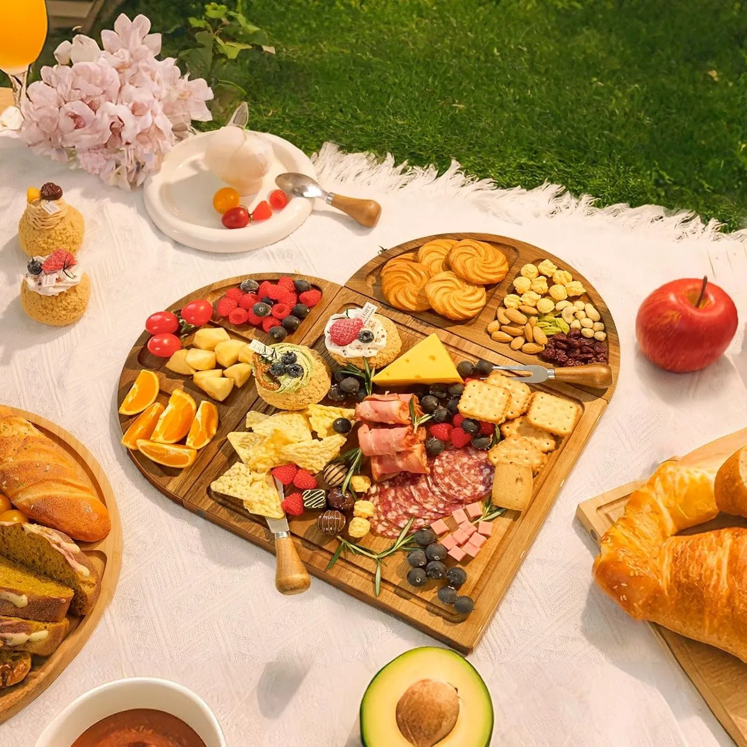 Сырная доска из акации с ножами, набор для подачи