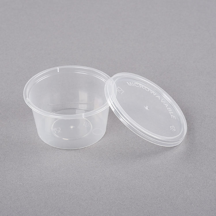 Convenient Disposable Plastic Sauce Cup with Separated Lid for Ketchup Salad Dressings