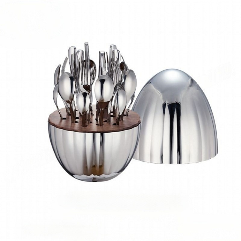 24-Piece Silver Egg-Shaped Tableware Stainless Steel Flatware Set Wholesale Cutlery Set