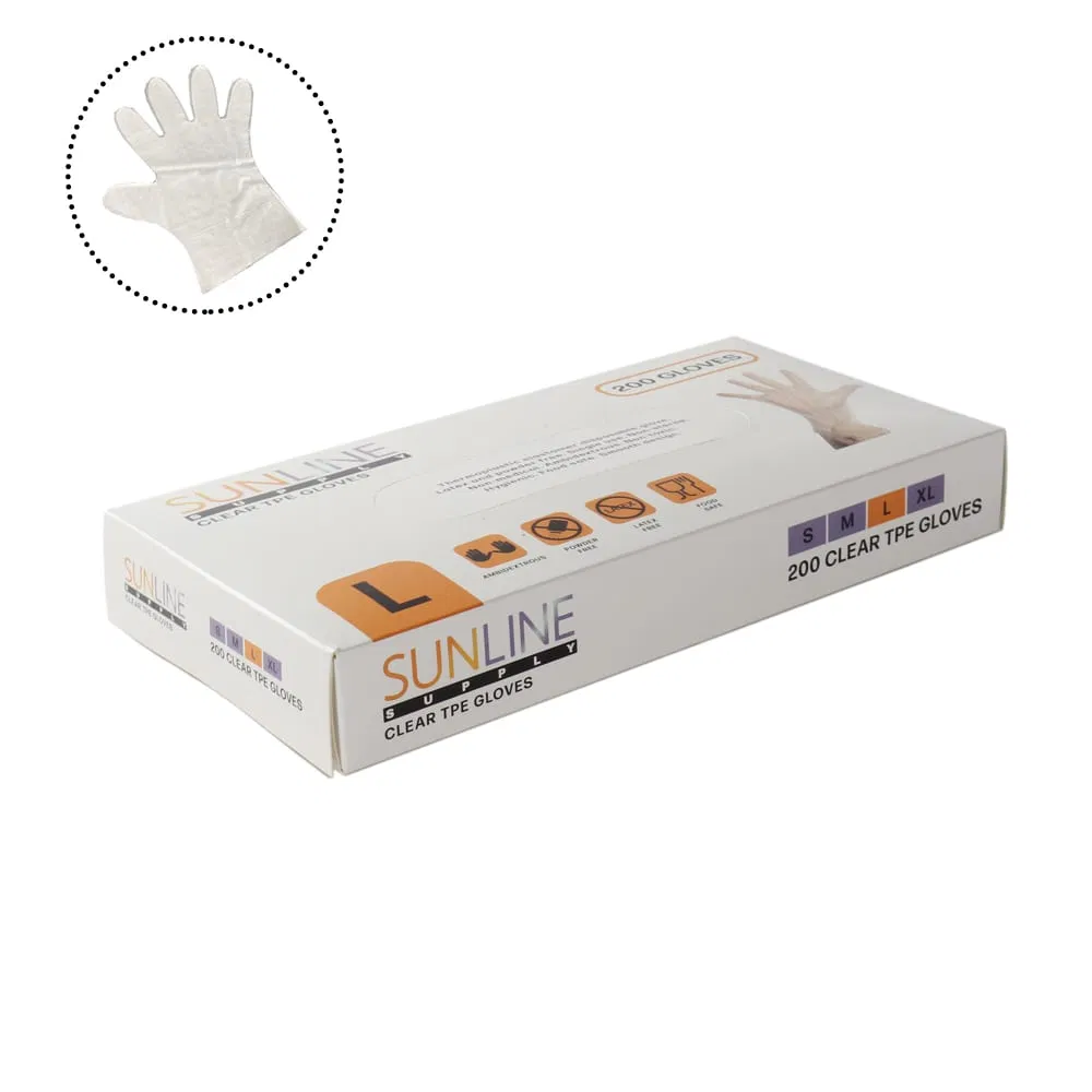 Stretchable Plastic TPE Food Service Gloves (100 PCS) (Clear) – Powder-Free, Latex-Free