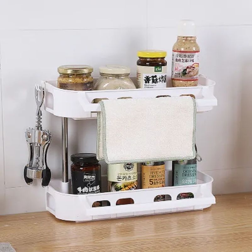 Plastic Rack Multi-Function Organizer Rack for Bathroom Kitchen Two Layer Durable Hh008_6