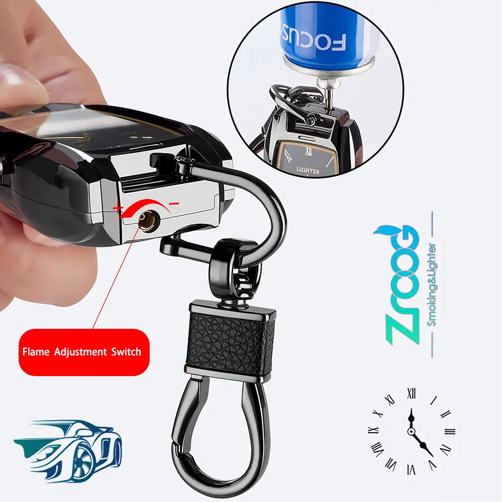 Lovisle Tech Metal Mini Compact Keychain Lighter Jet Flint Butane Gas Lighter