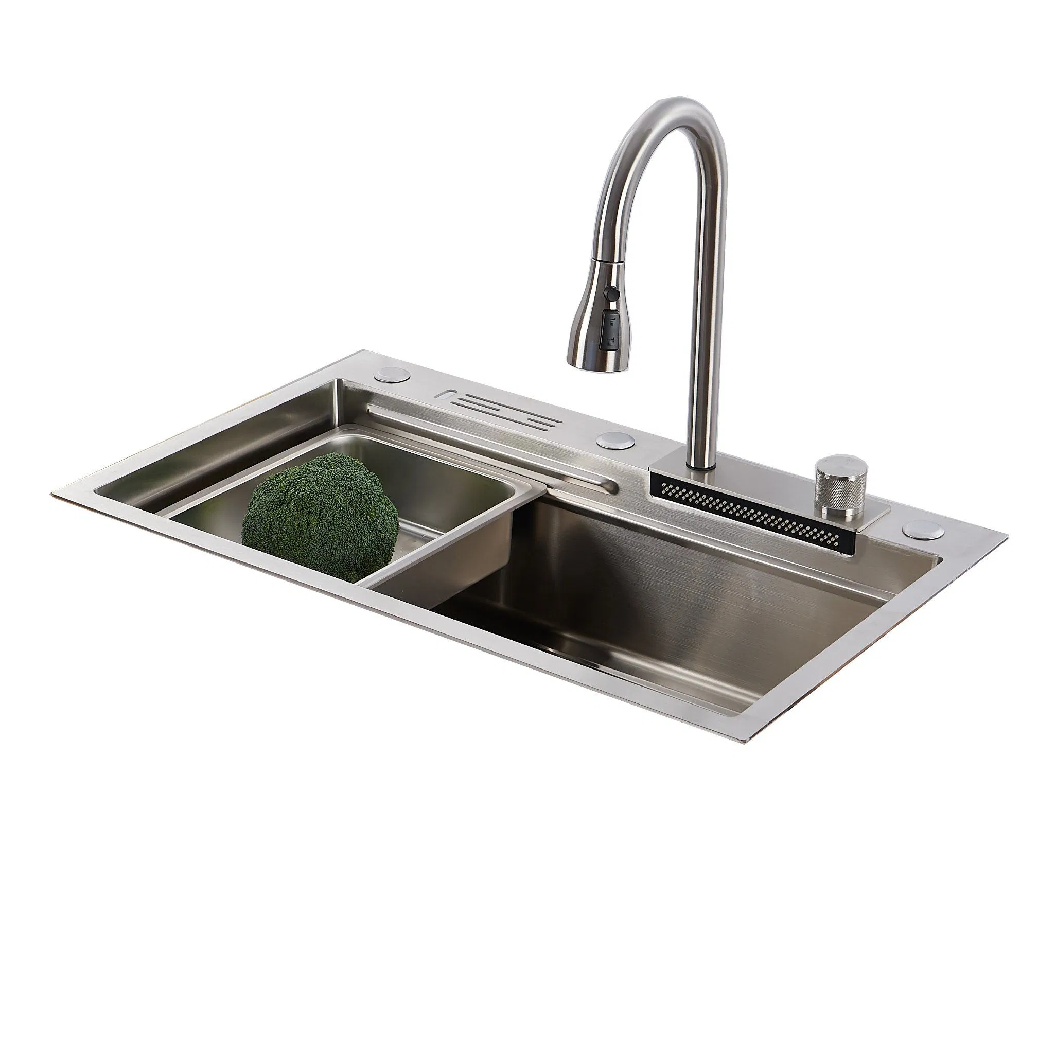 Smart Kitchen Sink Stainless Steel Sink with Multifunctional Waterfall Pull-out Faucet