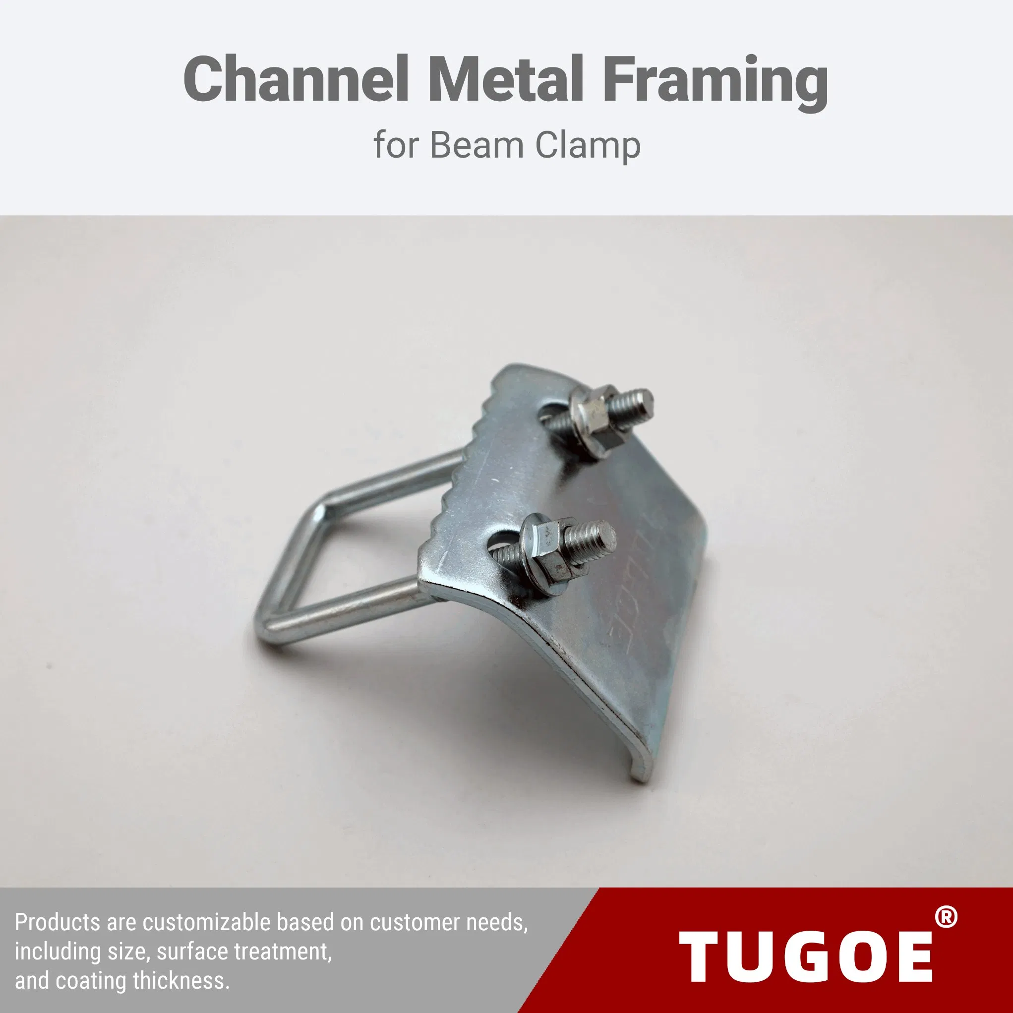 Customizable Metal Beam Clamps with Smooth Surface, Bolt & Nut