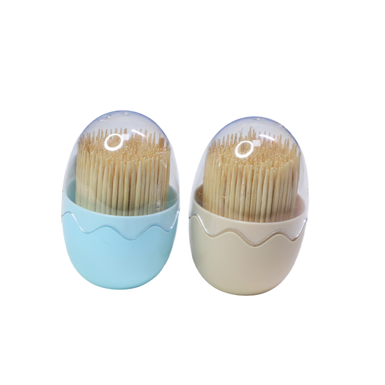 Bamboo Wooden Toothpicks Round Toothpicks in Clear Plastic Storage Box Teeth Cleaning Toothpicks