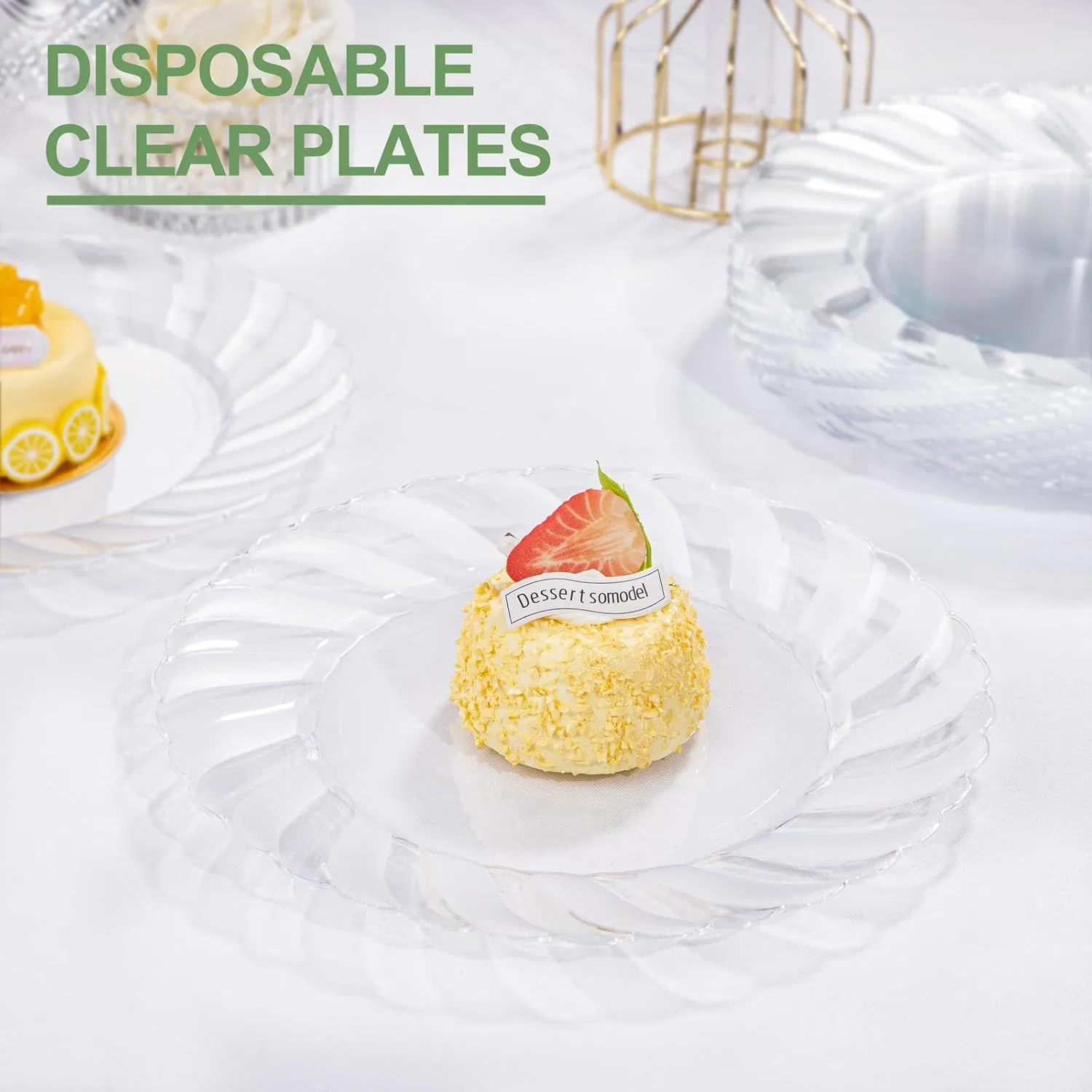 Premium Heavy Duty Clear Plastic Dinner Plates - 9 Inch Size