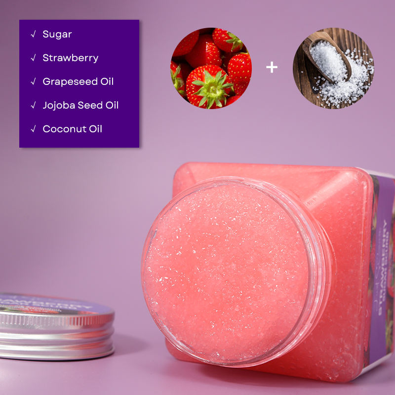 Private Label Fatazen Wholesale Fruit Whitening Shea Butter Body Scrub Body Exfoliating Vegan Strawberry Rock Candy Scrub Cream