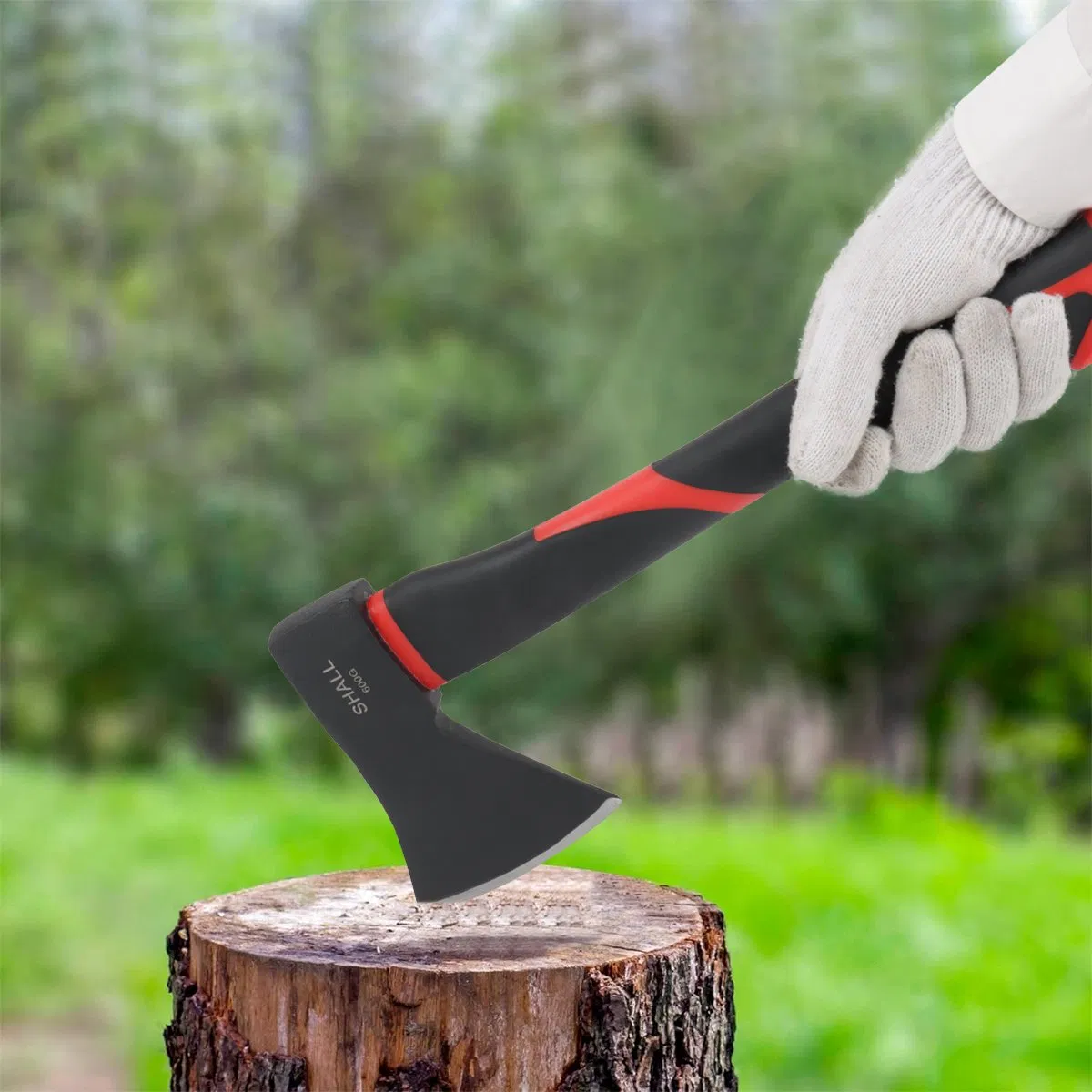 15 Inch Axe Medium Hatchet Axe Wood Cutting Axe for Splitting Felling Camping Pack Shock Absorbing Fiberglass Handle with Cover