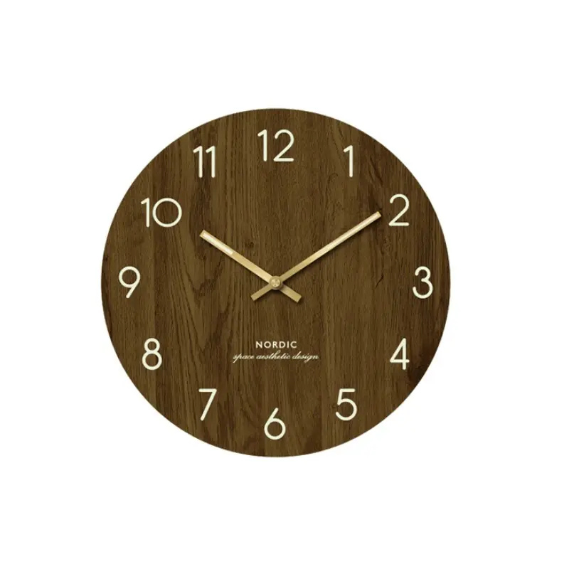 New Nordic MDF Wood Wall Clock Custom Logo 12 Inch Modern Simple Flower Shape Wooden Clocks Home Decoration
