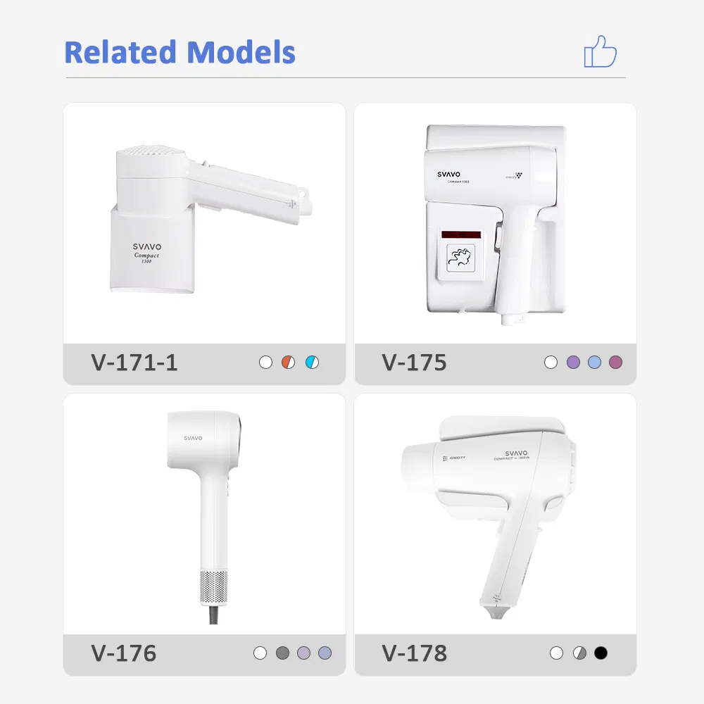 Professional Hotel Bathroom Wall Mounted 1300-Watt Negative Ion Electric Hair Dryer