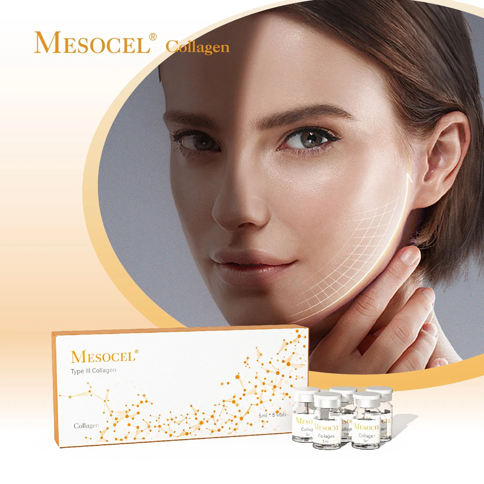 High Quality Private Label 5ml*5bottles/Box Face Mesotherapy Microneedles Collagen Serum
