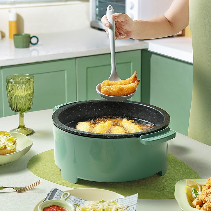 Colored Enameled Cast Aluninium Round Casserole Cookware Set Electric Frying Pan