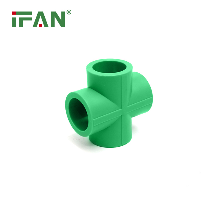 Ifan All Size En 15874 PPR Pipe and Fitting 20-63mm Green Plastic Fittings Pn25 Cross PPR Fittings