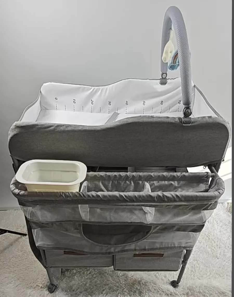 Portable Foldable Baby Changing Table Dresser Waterproof Diaper Changing Station with Wheels