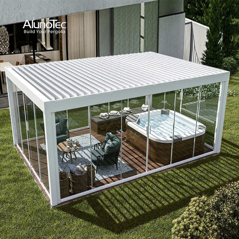 AlunoTec Customized Outdoor Patio Roofing Options Waterproof Garden Pergola SPA Backyard Covered Gazebo for Garden